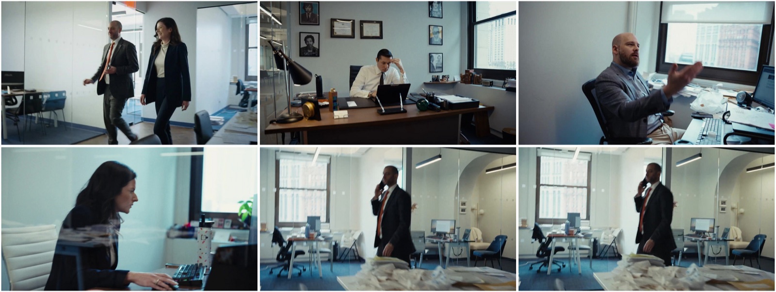 The team at work - six frames from the firm film