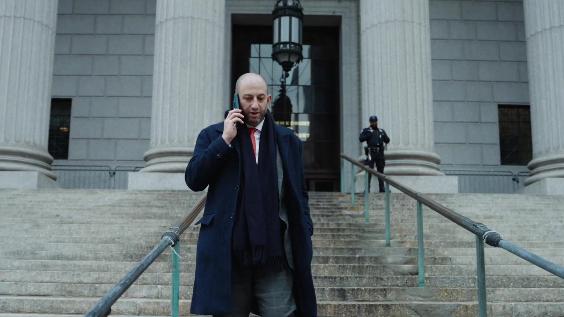 Attorney Todd Spodek on courthouse steps after winning case